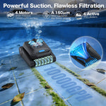 Load image into Gallery viewer, AIRROBO CP400 4-motor system delivering 10000 GPH suction with 150 micron fine filtration and 4 active PVC rollers