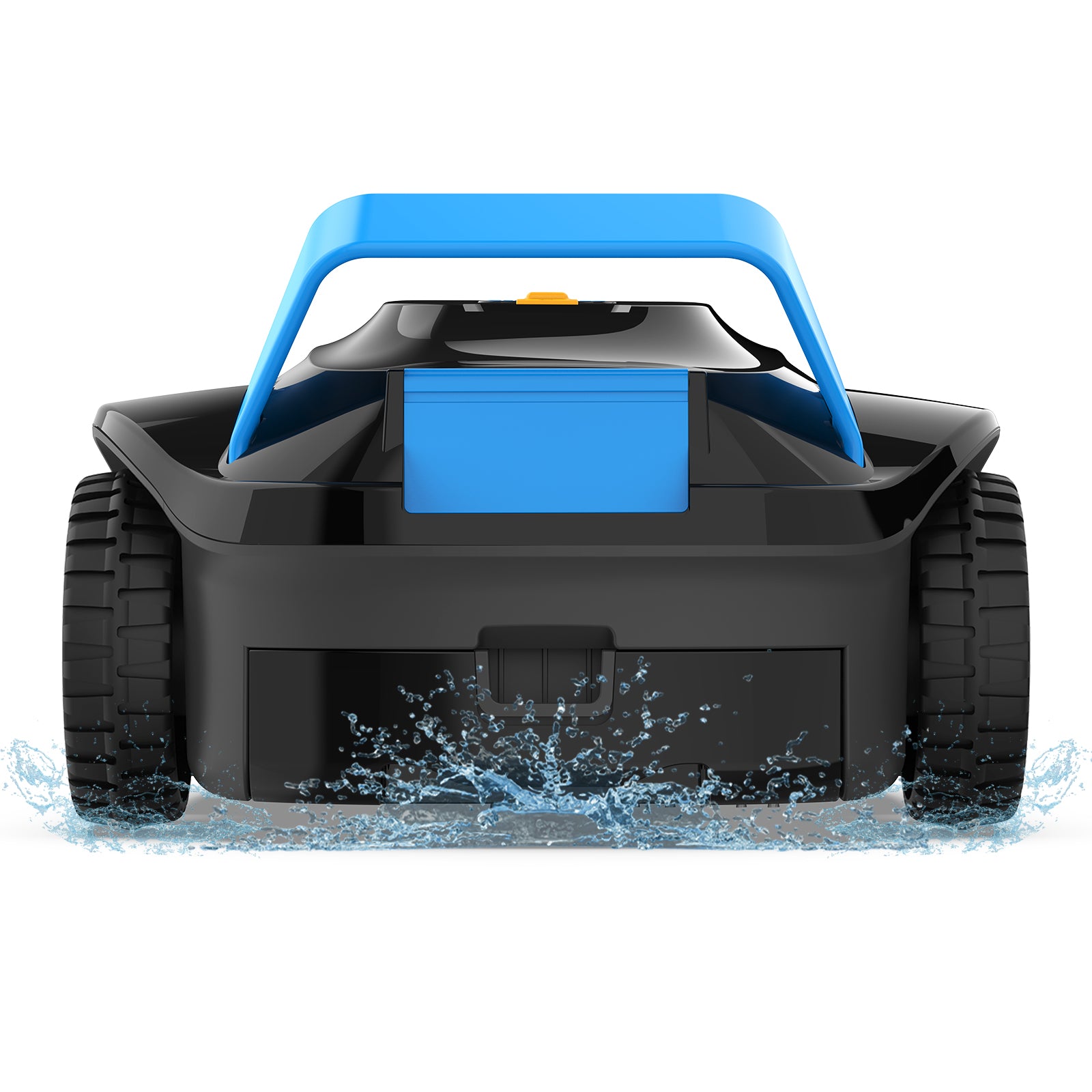 Rear view of AIRROBO CP02 official refurbished robotic pool cleaner with carrying handle and wheels