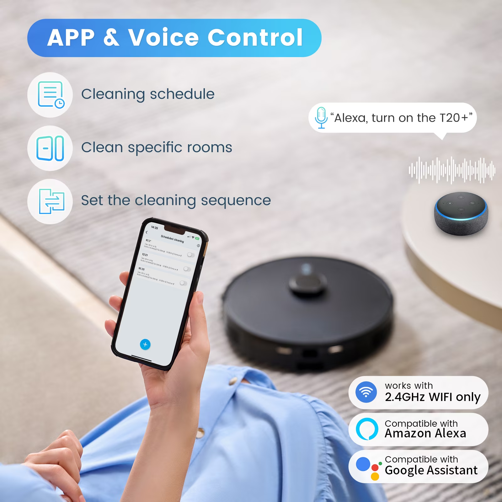AIRROBO Robot Vacuum and Mop Combo T20 with 60 Days Self-Empty Station Voice Control Home Mapping