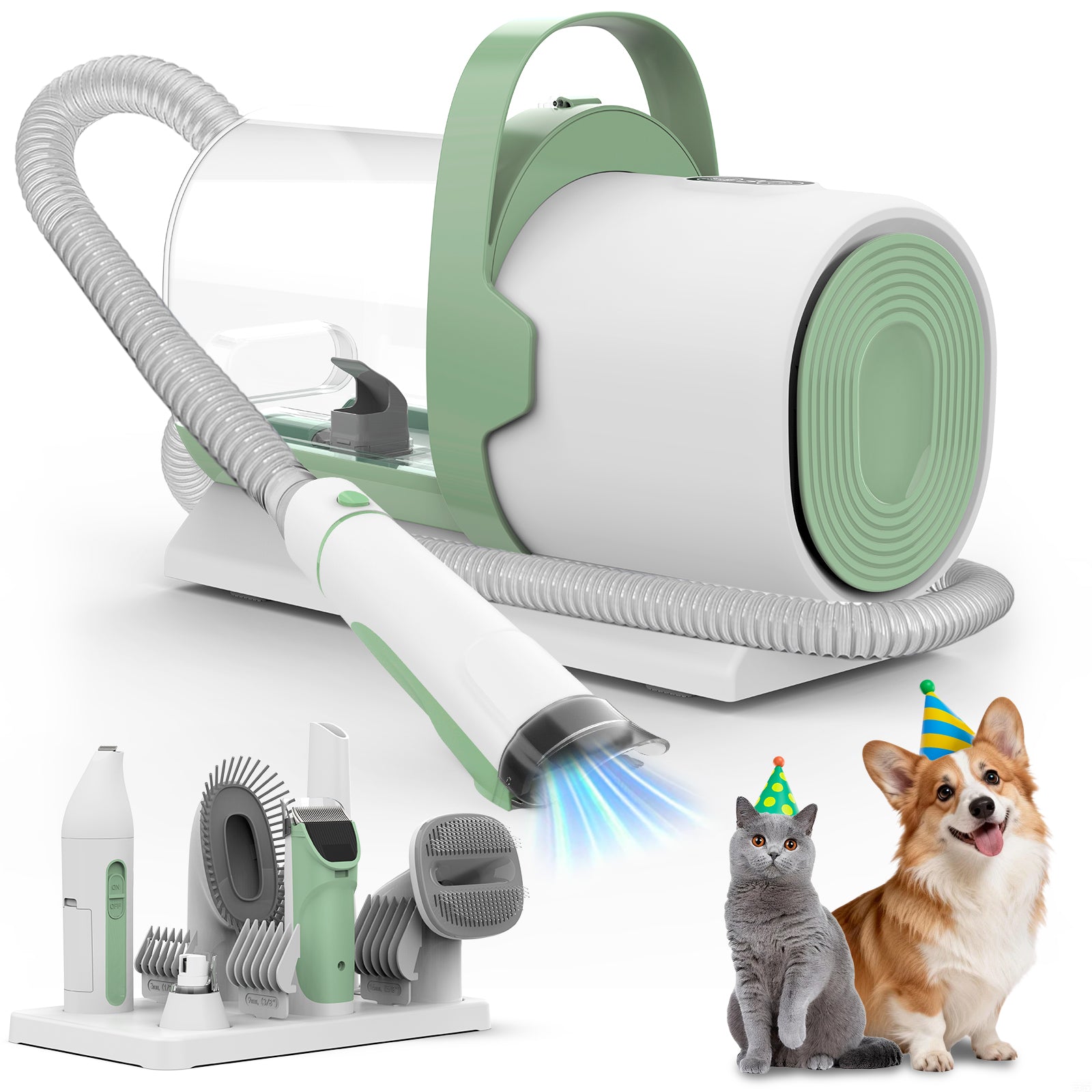 AIRROBO Dog Grooming Kit, 7 Grooming Tools, Pet Grooming Vacuum, Dog Clippers Kit, Low noise, PG80plus