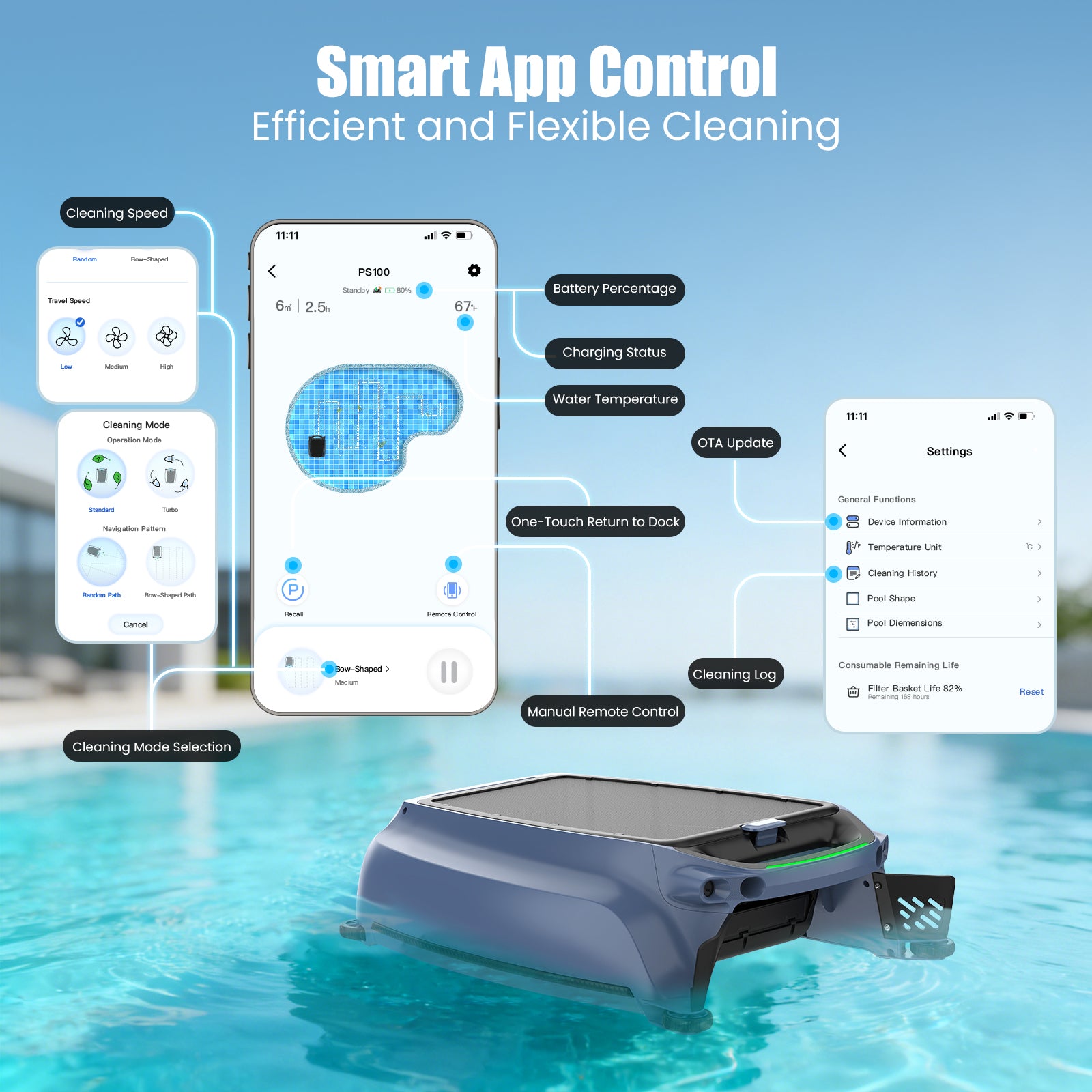 AIRROBO SP200 Cordless Robotic Pool Cleaner with App Control