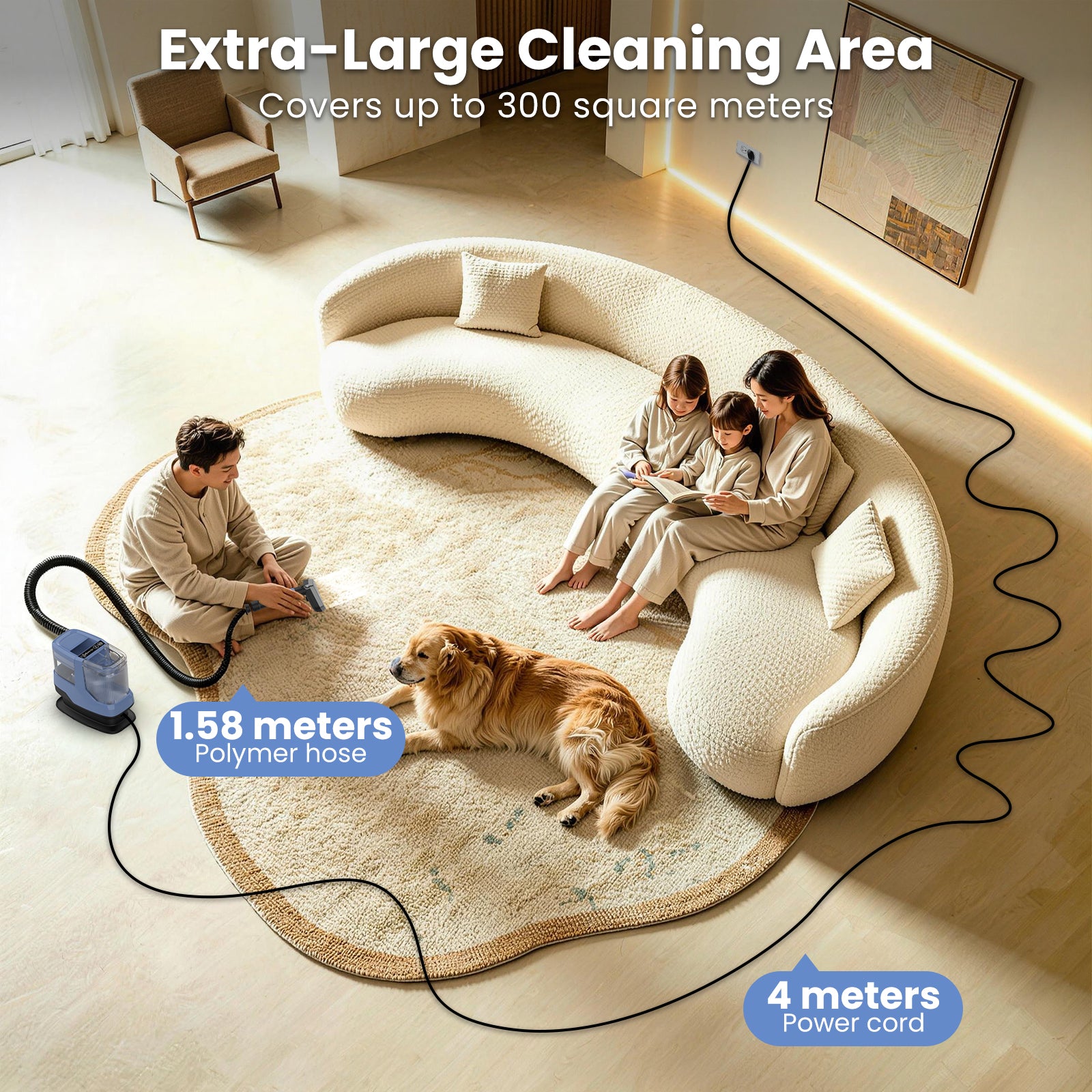 AIRROBO Carpet Steam Cleaner Machine with Hot & Cold Water, 17kPa Strong Suction,4 Cleaning Modes,Stain Remover for Pets, Home, Floors, Car, Kitchen,Bathroom & Upholstery