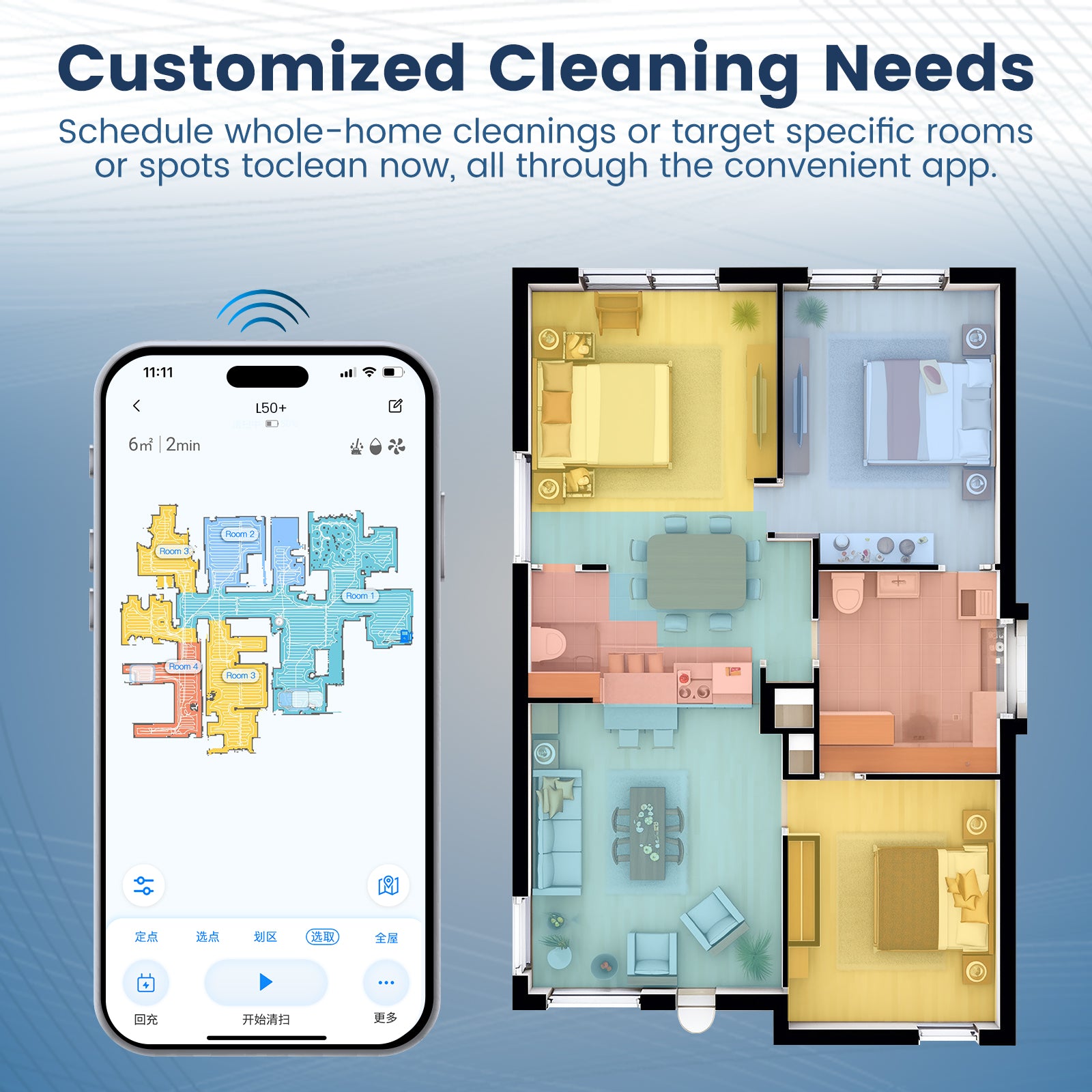 AIRROBO L50+ Robot Vacuum & Mops - Self Empty, Ultrasonic Carpet Detection, 75 Days Hands-Free, 240min Runtime, Smart App Control