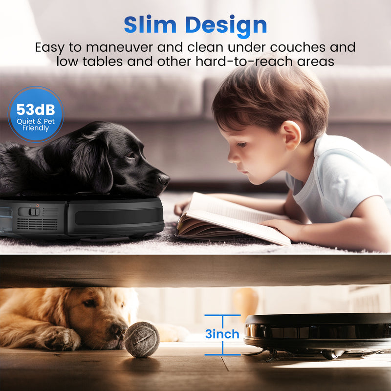 AIRROBO G60 3 in 1 Robot Vacuum and Mop Combo with Smart App&Voice Control,2 in 1 Tank for pet hair